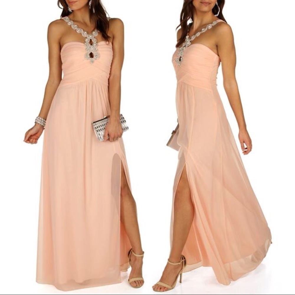 Brianna Blush Rhinestone Dress